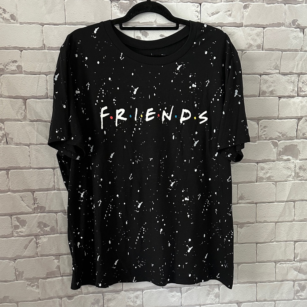 Friends Black Graphic Tee with White Speckles